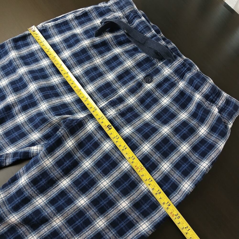Fruit of the Loom Flannel Men's Sleepwear Lounge Pants L blue plaid cotton PJs - Picture 7 of 11